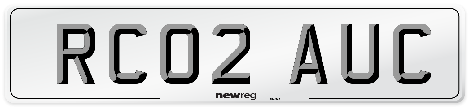 RC02 AUC Number Plate from New Reg